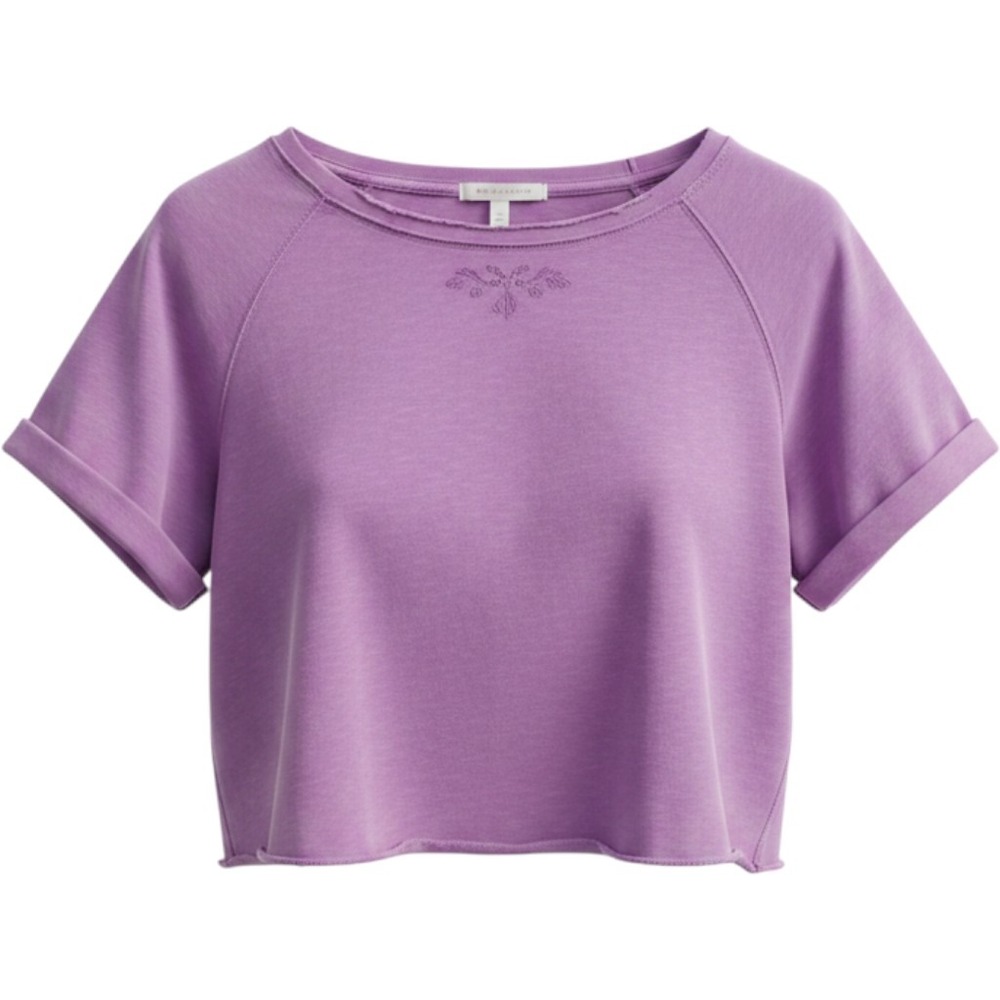 Aeropostale Purple Lace Back Crop Top Short Sleeve Raglan XL